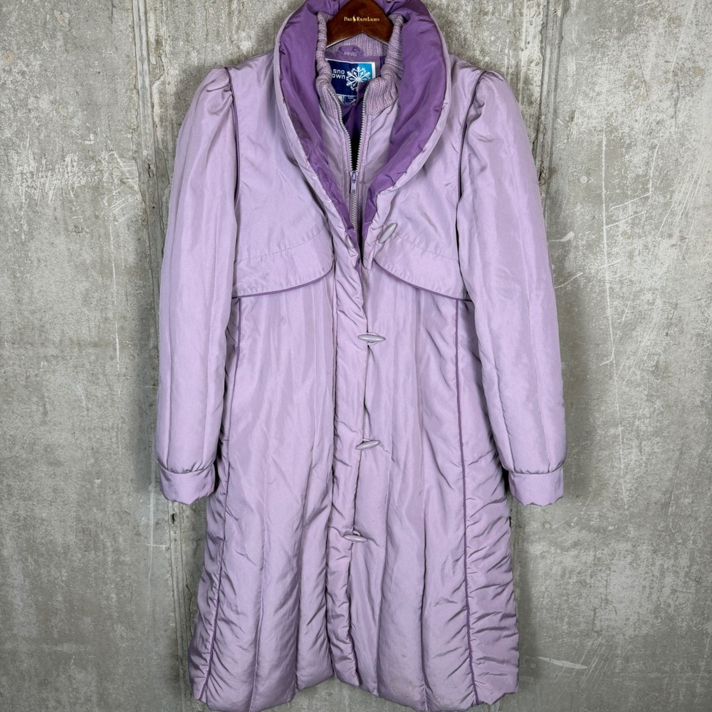 Vintage Sno Down Lavender‎ Purple Down Filled Long Puffer Coat Parka Large